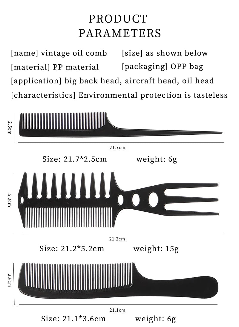 6 pièces nouveau style coiffure hommes femmes Salon de beauté cheveux coiffure brosse noire peignes brosse à cheveux