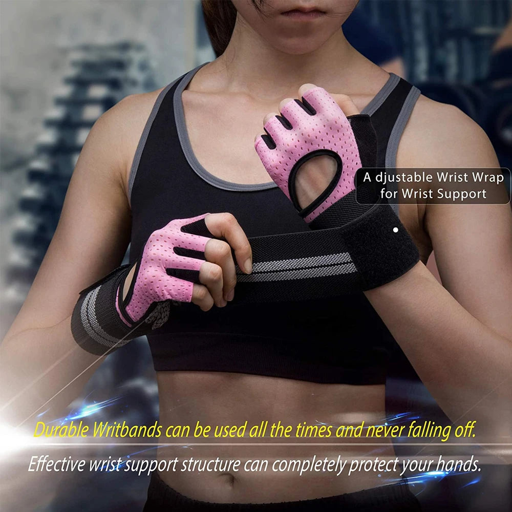 1 paire de gants de Fitness demi-doigt avec Support d'enveloppe de poignet pour hommes et femmes, équipement d'entraînement de Crossfit, équipement de musculation