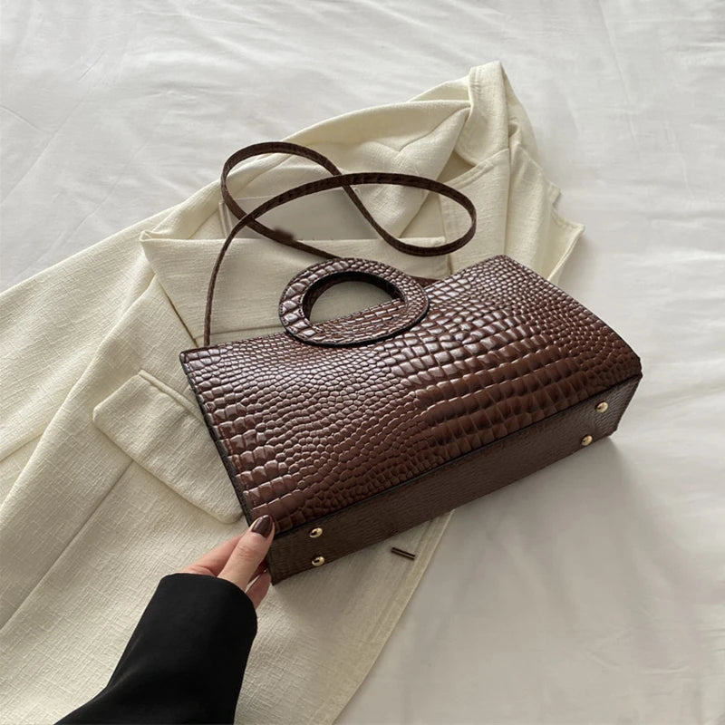 Sacs à main en cuir PU motif Crocodile pour femmes, sac carré vert, marque de mode, sacs à bandoulière, pochettes féminines
