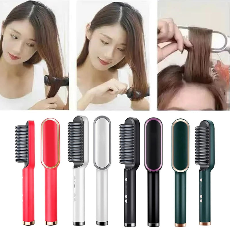 Outils professionnels de coiffure - Appareil de lissage des cheveux pour salons de beauté - Peigne et brosse lissante chauffante pour cheveux