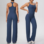 Ensemble de sport et Yoga pour femmes, 2 pièces, couleur unie, Slim, décontracté, gilet en forme de I avec coussinet de poitrine, séchage rapide, taille haute, pleine longueur