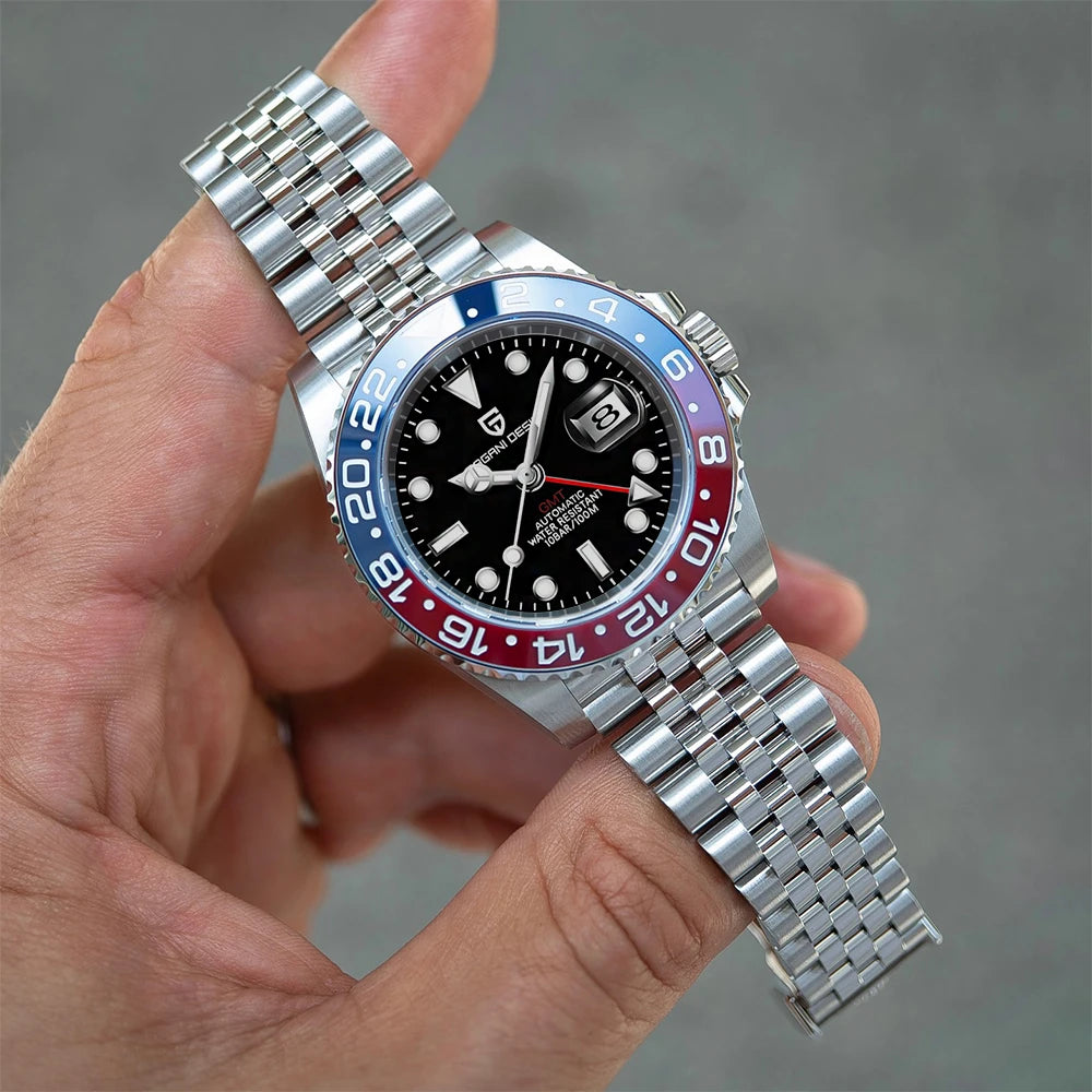 Nouvelle montre mécanique PAGANI DESIGN 40MM GMT, lunette en céramique saphir, montre automatique en acier inoxydable, étanche 100M