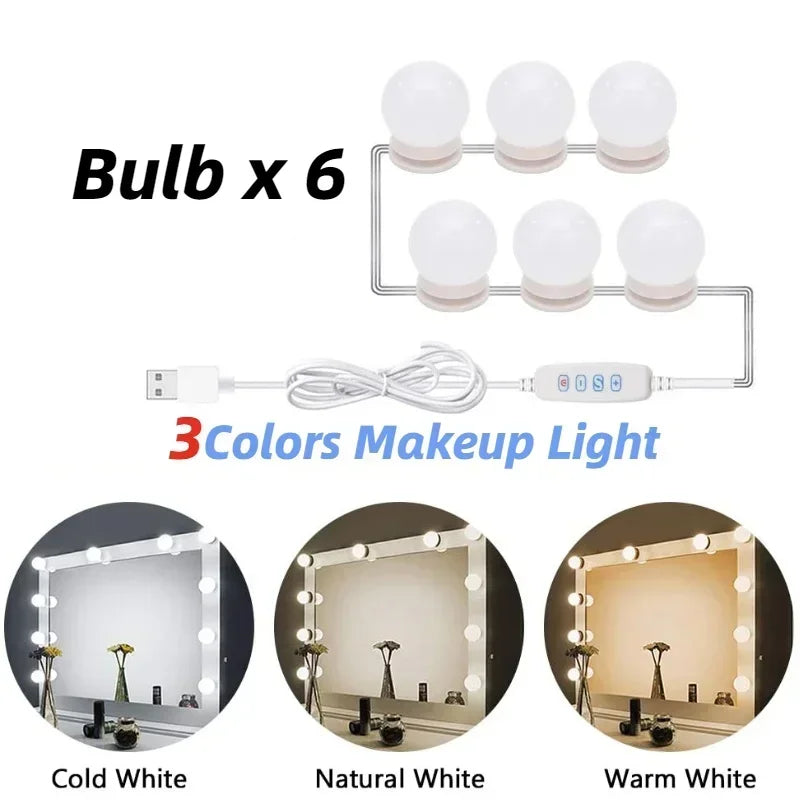 Ampoules LED détachables pour miroir de maquillage professionnel, alimentation USB, lumière pour miroir cosmétique, coiffeuse Hollywood, lumières de vanité