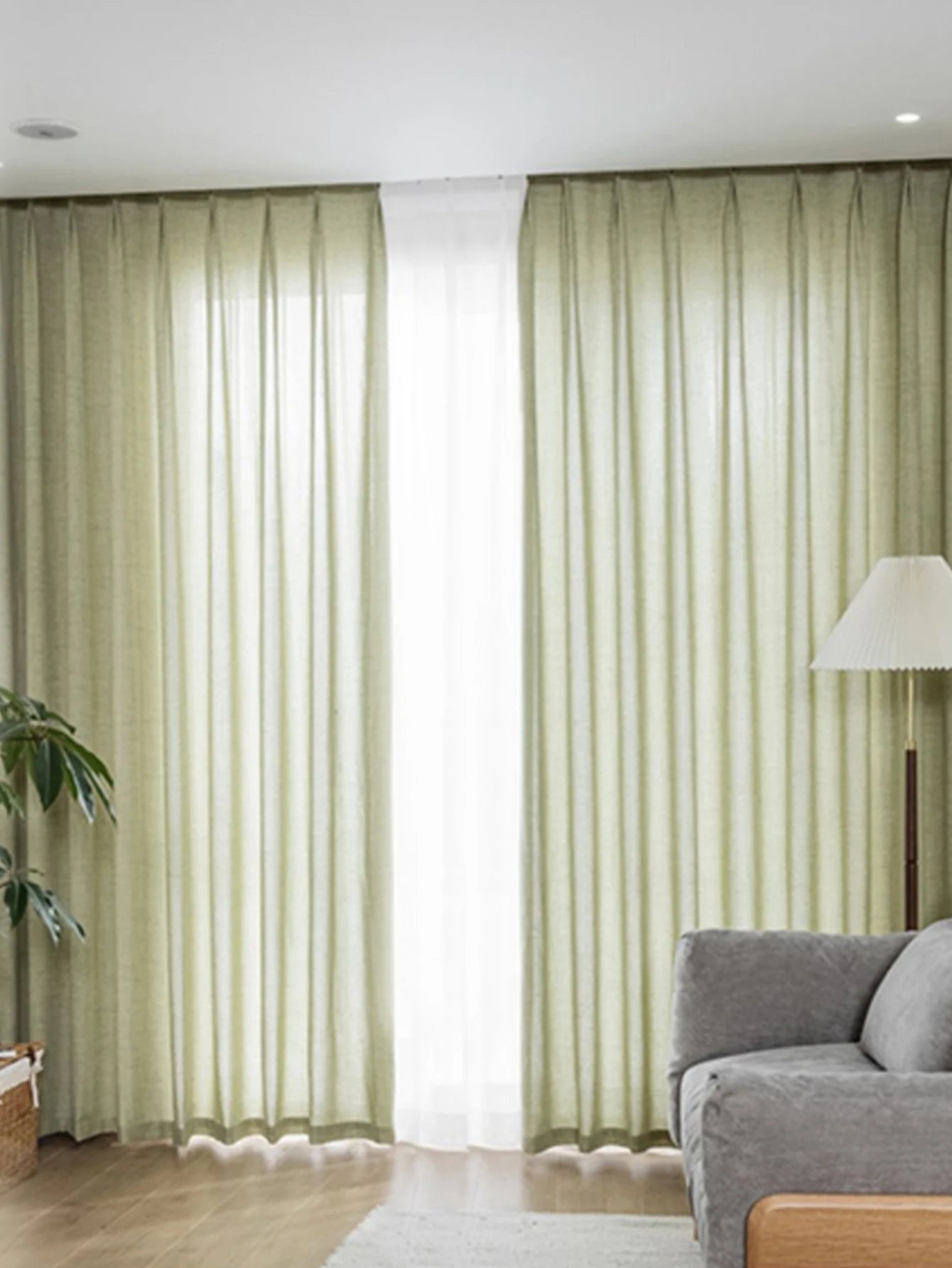Printemps et été matcha japonais, rideaux en coton et lin vert rideaux transparents, rideaux opaques, lin luxueux pour chambres à coucher