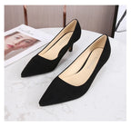 Femmes daim chaussures simples 5CM mode bout pointu sans lacet talons hauts printemps automne bouche peu profonde pompes à talons aiguilles grande taille 45 46