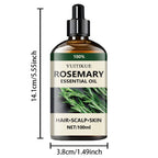 Huile essentielle de romarin 100 % pure, adaptée aux cheveux, au cuir chevelu et à la peau, à l'huile d'aromathérapie naturelle, nourrissante et revitalisante.