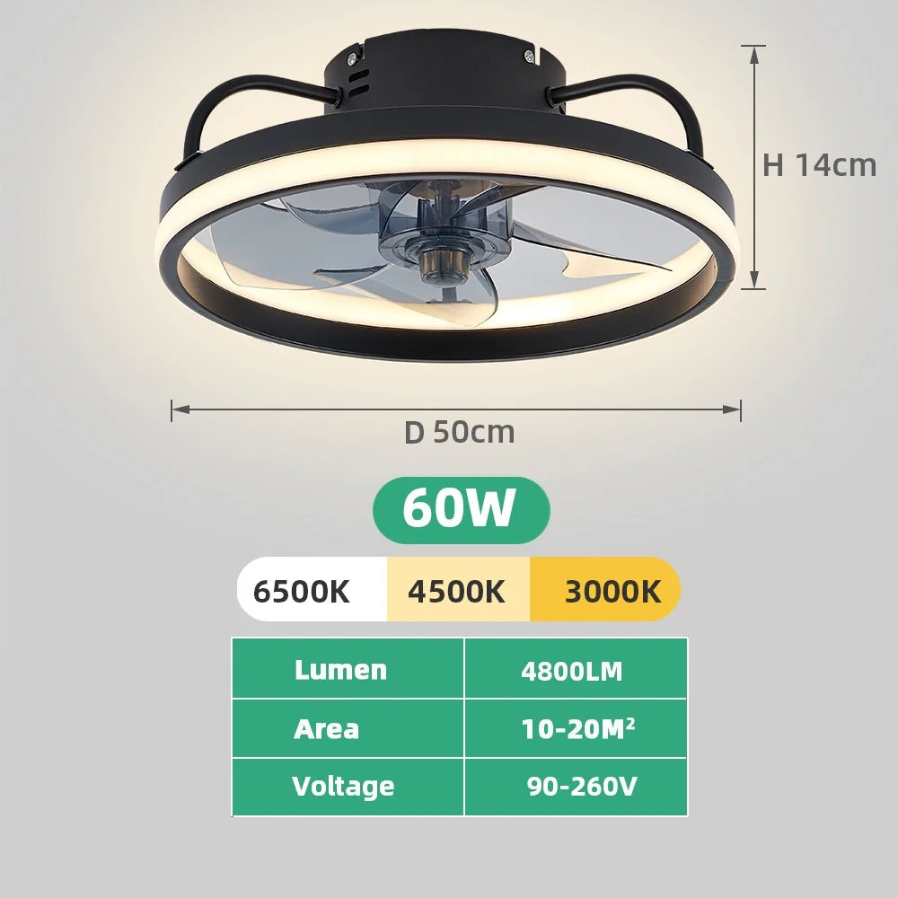 Ventilateur de plafond LED silencieux avec télécommande, ventilateur de plafond moderne, éclairage à intensité variable, chambre à coucher, bureau, salle à manger