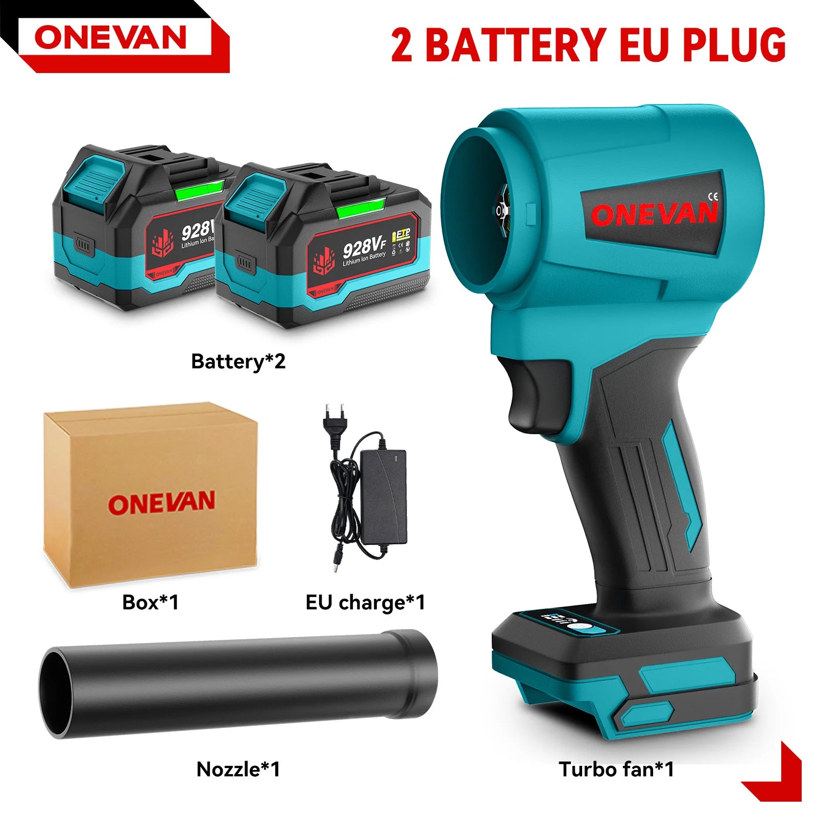 ONEVAN 400 M/s souffleurs Turbo électriques sans brosse 300000 tr/min souffleur de feuilles portatif outil de soufflage de poussière pour batterie Makita 18 V