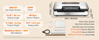 SucceBuy 90Kpa 130W Machine d'emballage alimentaire scelleuse sous vide avec 10 sacs sous vide gratuits pour la cuisine domestique scellage des aliments sous vide