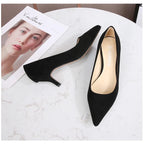 Femmes daim chaussures simples 5CM mode bout pointu sans lacet talons hauts printemps automne bouche peu profonde pompes à talons aiguilles grande taille 45 46