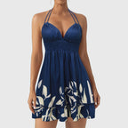Robe de plage en V profond pour femmes, dos nu, sexy, dos nu, forme trapèze, mini robes à volants, couleur unie, vacances, été, 2026