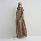 Abaya musulman à capuche manches smockées une pièce Robe de prière femmes Jilbab vêtements islamiques dubaï saoudien Robe noire modestie turque