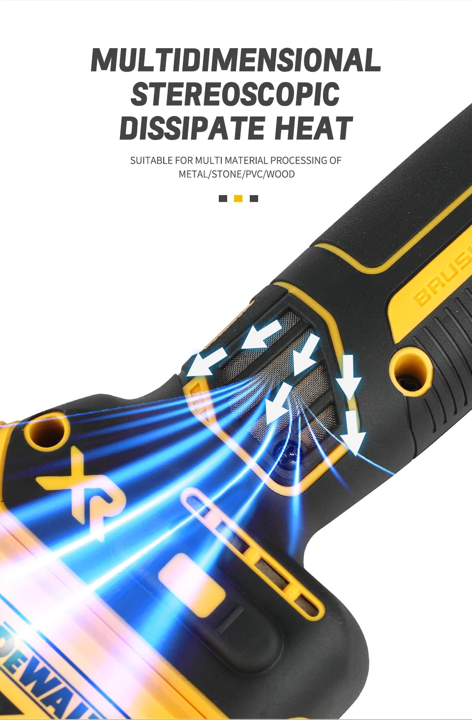DEWALT DCG405 125mm 18V batterie au Lithium sans brosse tête plate meuleuse d'angle Machine-outil nue Machine de découpe outils électriques combo se