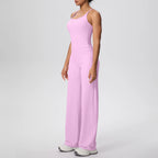 2 pièces/ensemble sport Fitness vêtements Yoga ensemble femme dos nu absorbant les chocs course en forme de I gilet mince jambe large pantalon Yoga ensemble