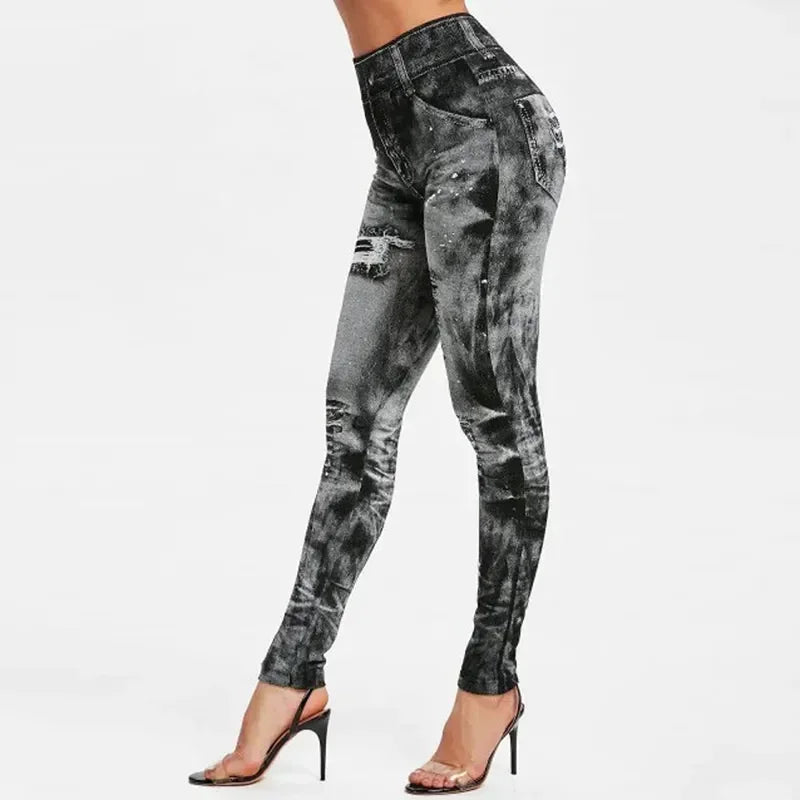 Legging taille haute pour femme, jean moulant, streetwear, push-up, décontracté, à la mode