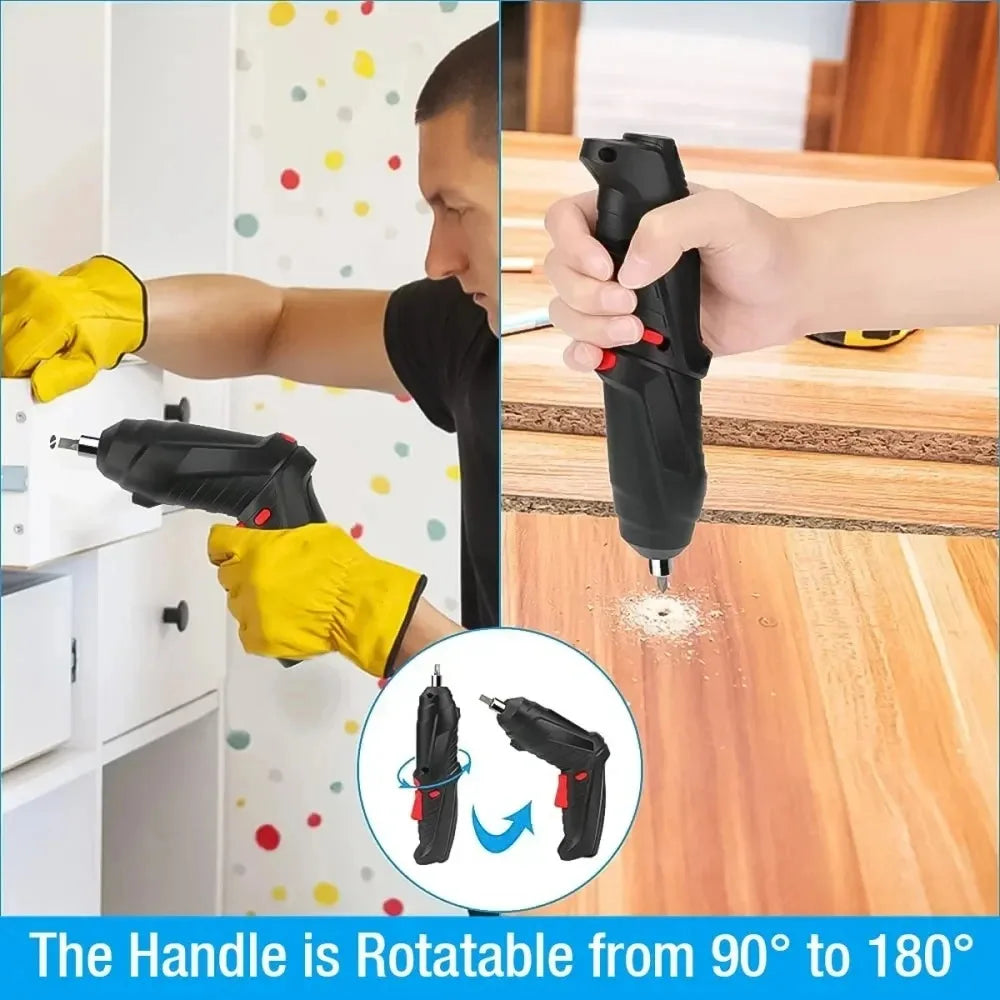 Tournevis électrique sans fil 47 en 1, ensemble 90 °   Lampe LED portable rechargeable et rotative pour la maison, le bureau et les réparations DIY