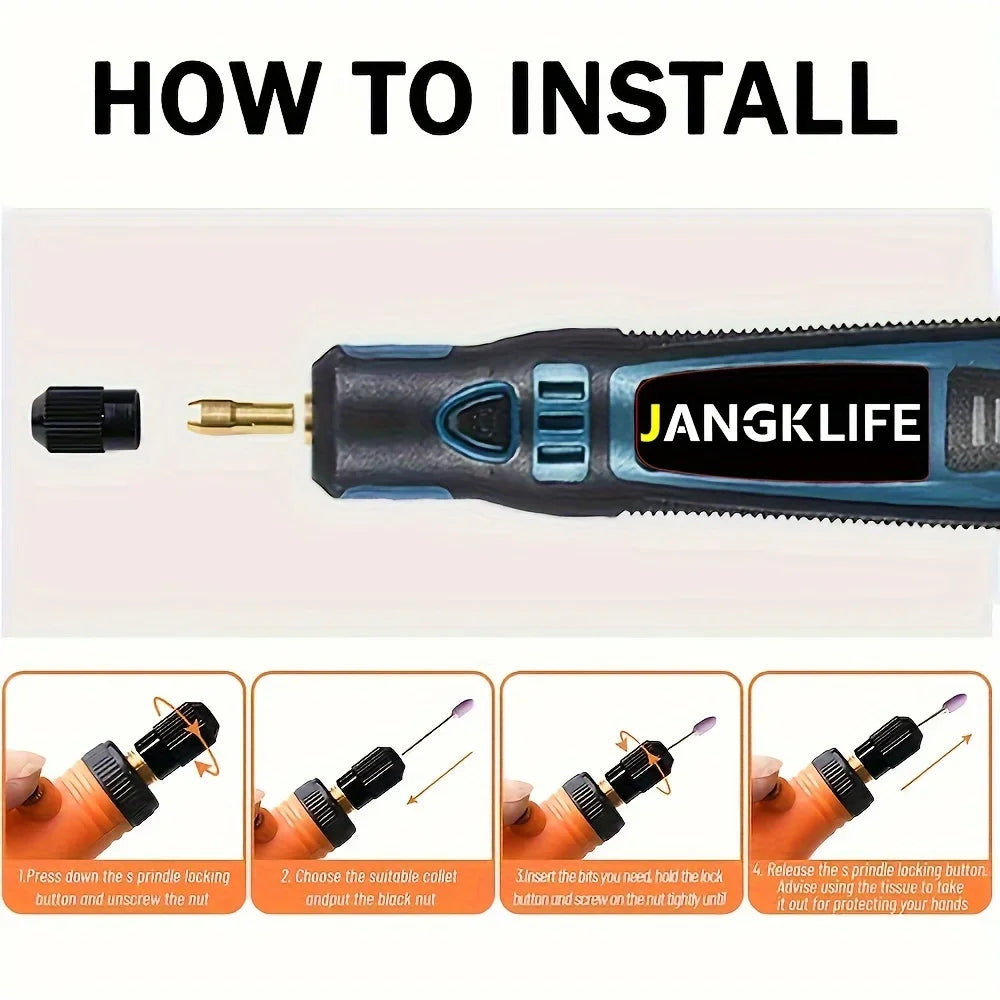 JANGKLIFE USB Kit d'outils rotatifs sans fil stylo de gravure sur bois bricolage pour bijoux métal verre Mini perceuse sans fil