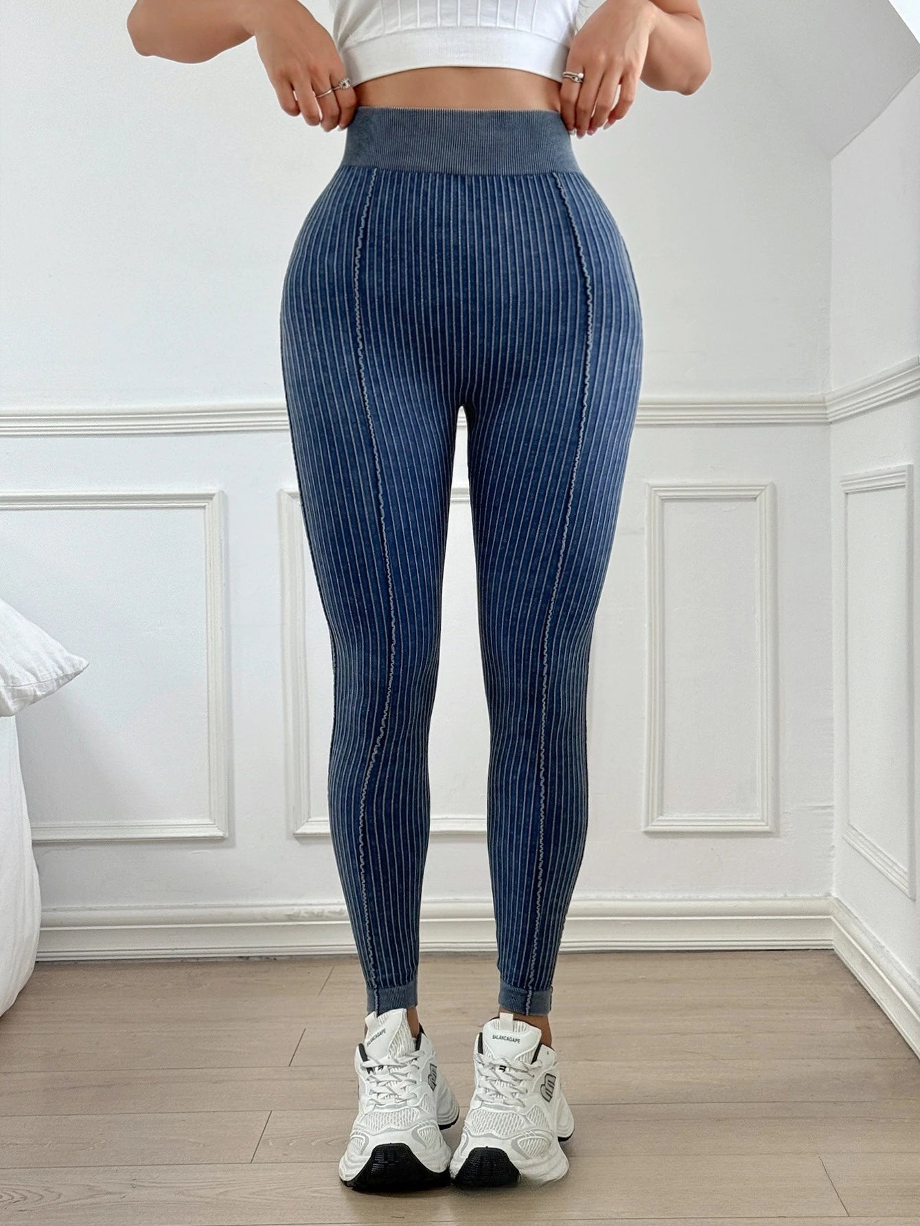 Leggings côtelés délavés au sable pour femmes, Leggings de Yoga taille haute, ceinture en forme de V, pantalon de Fitness de levage de butin pêche pour l'entraînement
