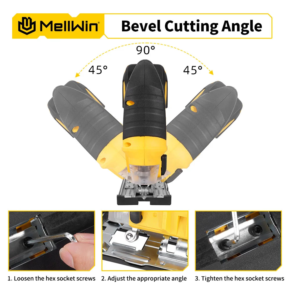 MELLWIN 3500 tr/min scie sauteuse électrique sans fil 31 lames scie courbe sans fil outil de travail du bois multifonction pour Makita broche de batterie 18V