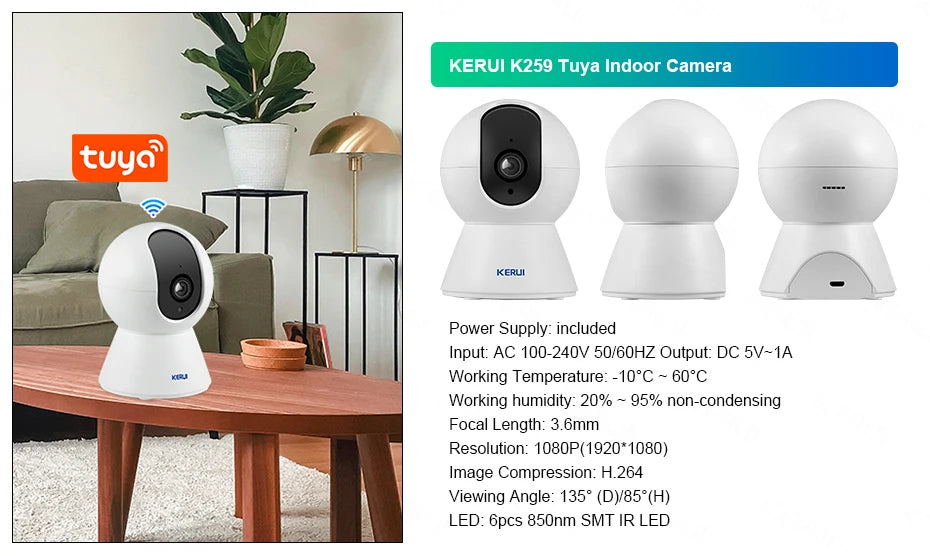 KERUI W181 Kit de système d'alarme WIFI GSM avec capteur de porte/fenêtre pour la sécurité à domicile Support Alexa Tuya application intelligente télécommande