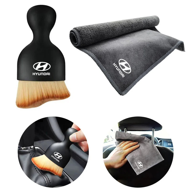Brosse douce de nettoyage intérieur de voiture, outil dépoussiéreur, serviette de lavage en daim pour Hyundai i30 i40 ix 35 coupé Tucson Sonata Elantra Kona