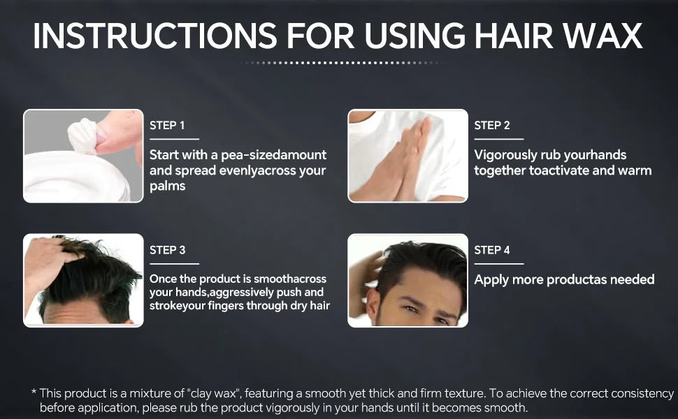 Pâte à cheveux finition mate pour hommes, à base d'eau, Texture mate, coiffeur, pommade en argile, idéale pour tous les cheveux masculins