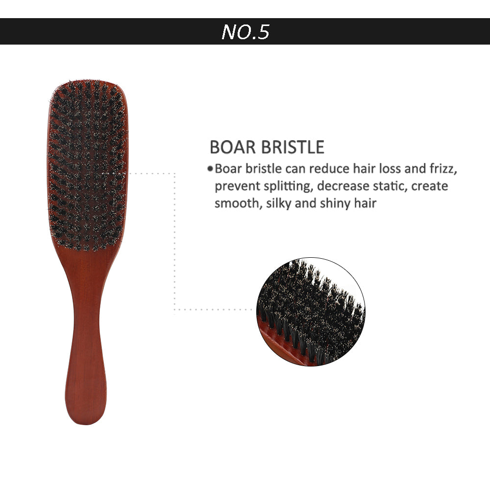 Manche en bois poils de sanglier barbe brosse outil de rasage brosse à cheveux en bois courbé hommes barbe rasage brosse coiffeur moustache brosses
