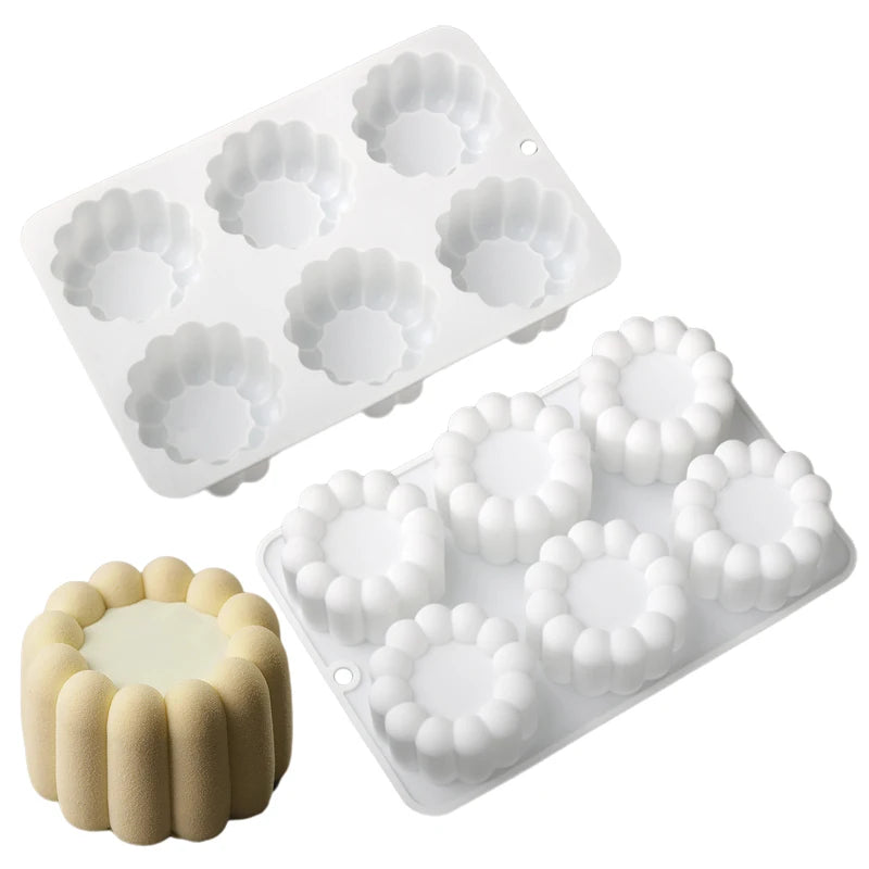Moule à gâteau cylindrique en Silicone ondulé en dentelle, 6 ou 12 cellules, outils de fabrication de desserts de fête, moule à gâteau en Mousse, fournitures de pâtisserie de cuisine