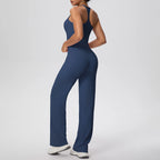 Ensemble de sport et Yoga pour femmes, 2 pièces, couleur unie, Slim, décontracté, gilet en forme de I avec coussinet de poitrine, séchage rapide, taille haute, pleine longueur