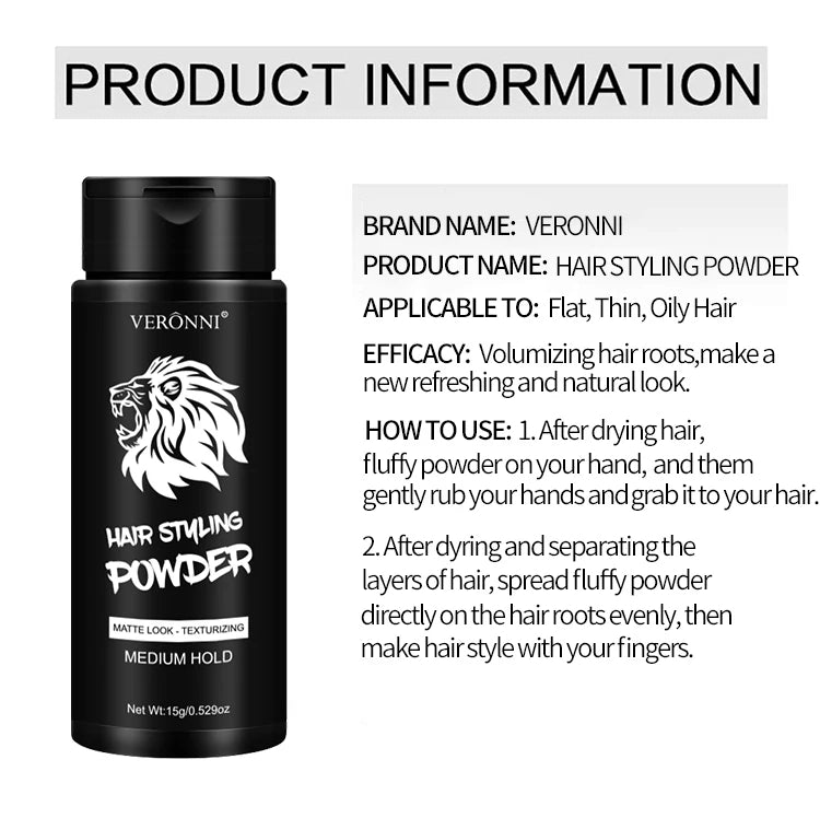 Poudre volumisante pour cheveux, poudre volumisante anti-graisse, facile à utiliser, tenue longue durée pour hommes et femmes, sans traces sur les cheveux