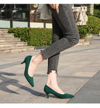 Femmes daim chaussures simples 5CM mode bout pointu sans lacet talons hauts printemps automne bouche peu profonde pompes à talons aiguilles grande taille 45 46