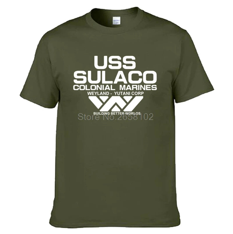 Mode USCSS Nostromo T-Shirt Alien USS Sulaco Colonial Marines Aliens hors monde à manches courtes T-Shirt hommes coton O cou t-shirts