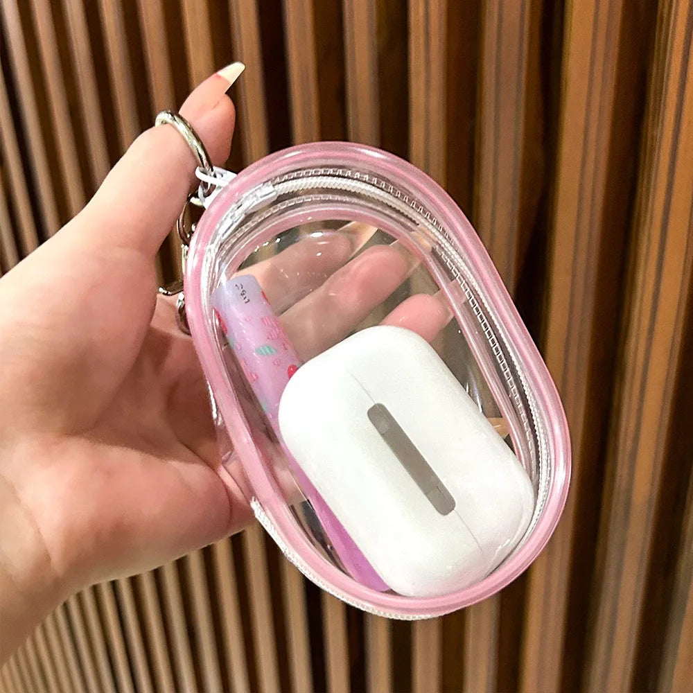 Mini sac de rangement Portable à fermeture éclair transparente, porte-clés poupée de dessin animé, jouet pour enfants, boîte mystère, organisateur pour écouteurs, chargeur, sac cadeau