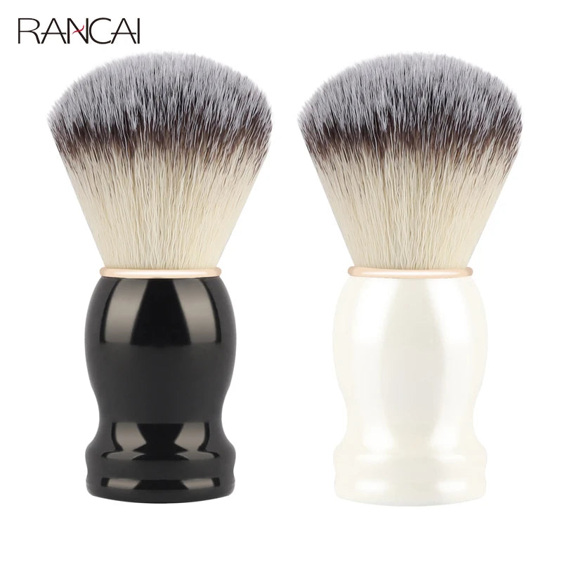 Brosse à barbe pinceaux de maquillage RANCAI – brosse à barbe avec manche en bois pour hommes, 1 pièce, accessoire de maquillage, pour Salon de coiffure, rasage moussant, ensemble d'outils de nettoyage du visage