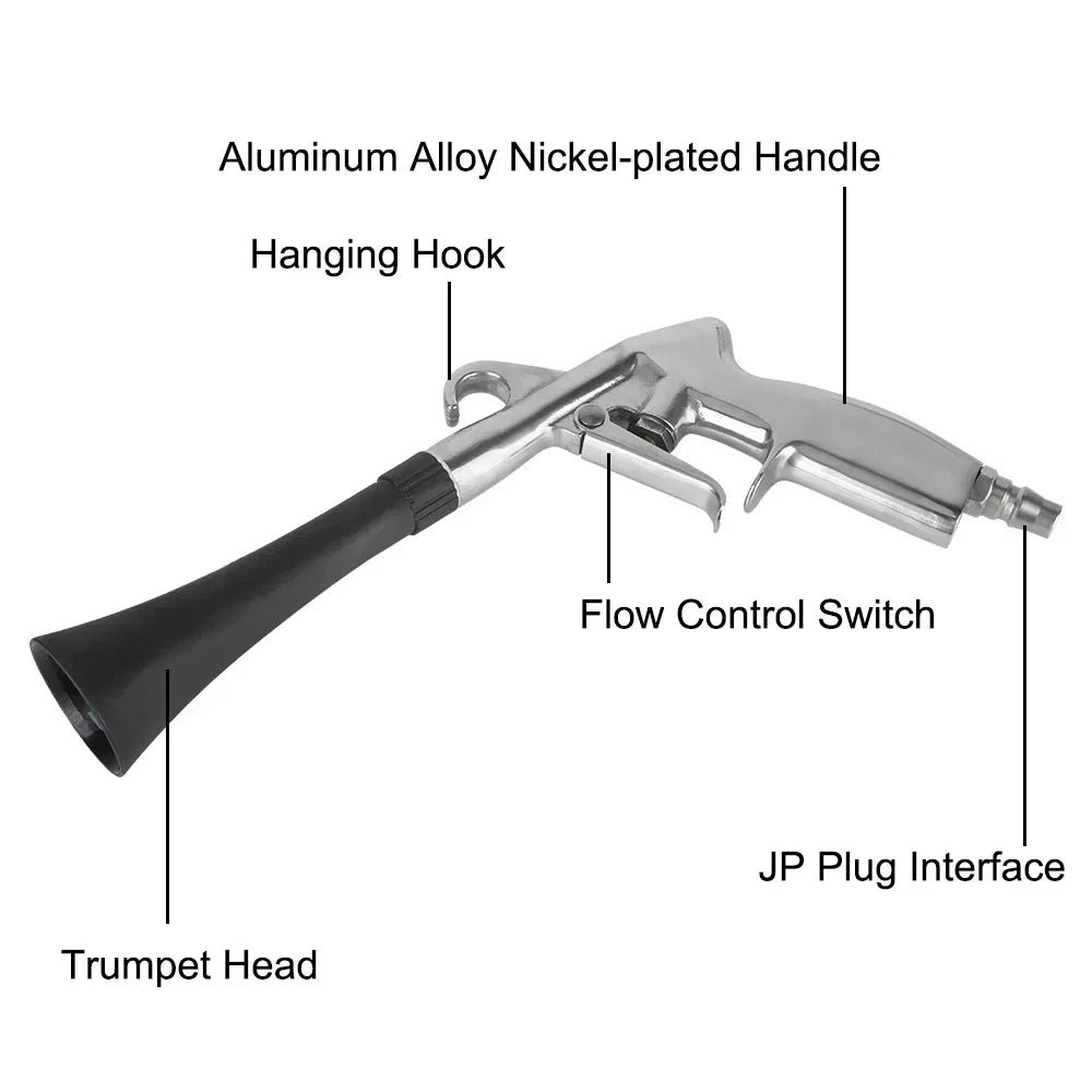 Pistolet de nettoyage de voiture, pistolet à air comprimé haute pression avec 2 buses, outils de nettoyage professionnel pour l'intérieur de la voiture, lavage à sec