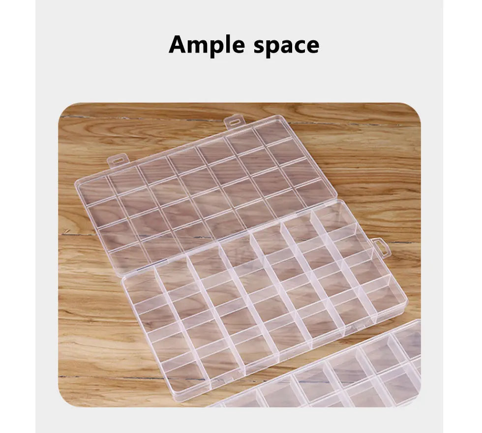 Boîte à bijoux rectangulaire en plastique à 28 grilles, compartiment de rangement, étui à bijoux, boucles d'oreilles, perles, présentoir artisanal, conteneur organisateur, nouveau