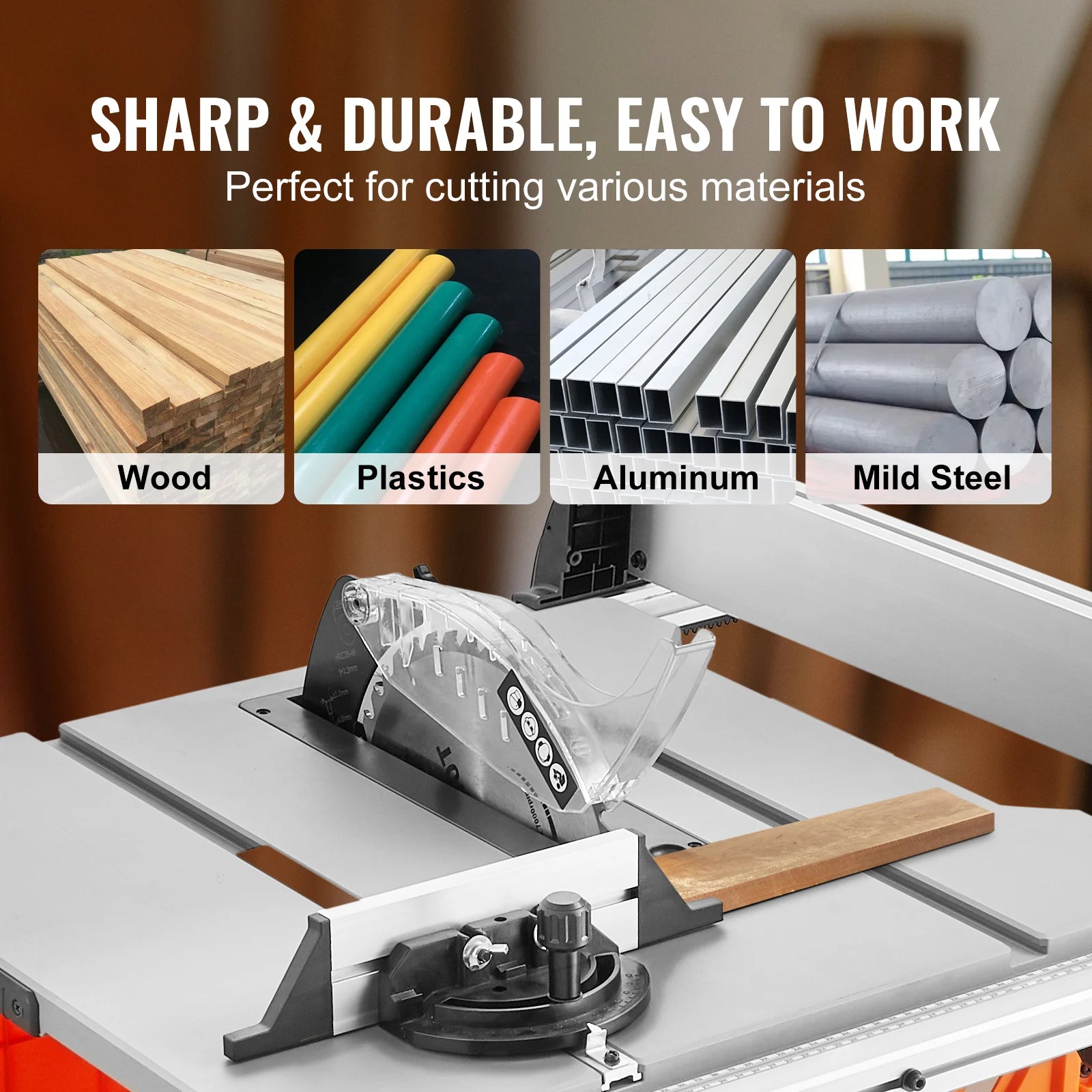 SucceBuy Scie de table 10 pouces 8 A 25 pouces Capacité d'éclat maximale 40 T Lame compacte portable pour le chantier de travail, le bricolage du bois, la fabrication de meubles