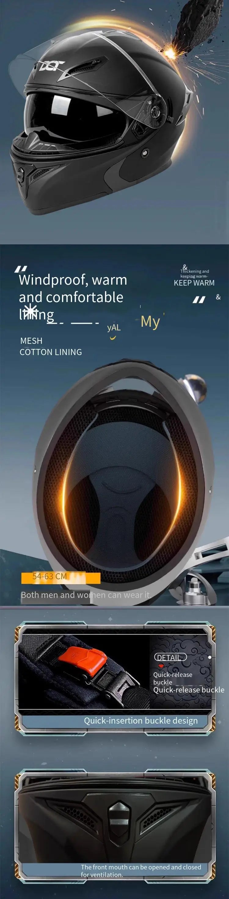 Casque rabattable casque de moto pour hommes Double lentille croisière moto de fond casque complet couvert crème solaire quatre saisons