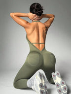 Leggings de Compression de Yoga dos nu sans manches, couleur unie, haute élasticité, sport aérien
