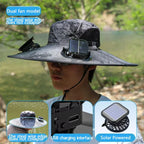 Chapeau solaire à double ventilateur à large bord, pour Camping en plein air, pêche, Anti-UV, pour hommes, escalade, Protection solaire, chapeau de pêcheur