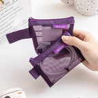 6 sacs de rangement transparents en maille pour pièces de monnaie et articles divers, pochettes organisatrices de cartes 3D portables, sacs cosmétiques, sacs de rangement de voyage