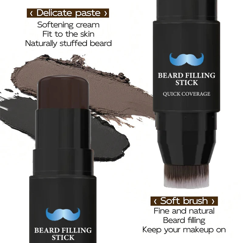 Bâton de remplissage de crayon à barbe et brosse pour hommes, stylo à barbe, bâton de retouche de racine de cheveux, couverture longue durée, maquillage pour moustache et cheveux