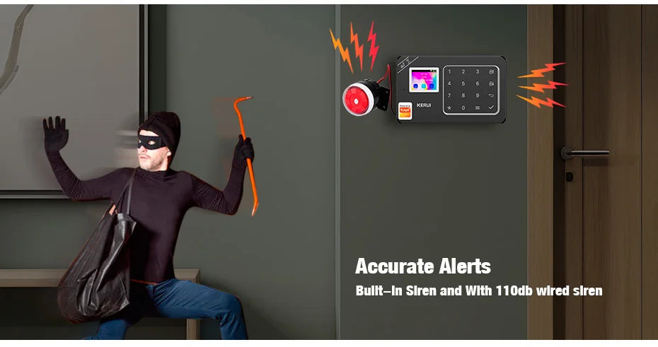 KERUI bricolage votre maison ensemble d'alarme 4G/WiFi système d'alarme pour la Protection de la sécurité à domicile détecteur de mouvement capteur de porte Tuya application intelligente