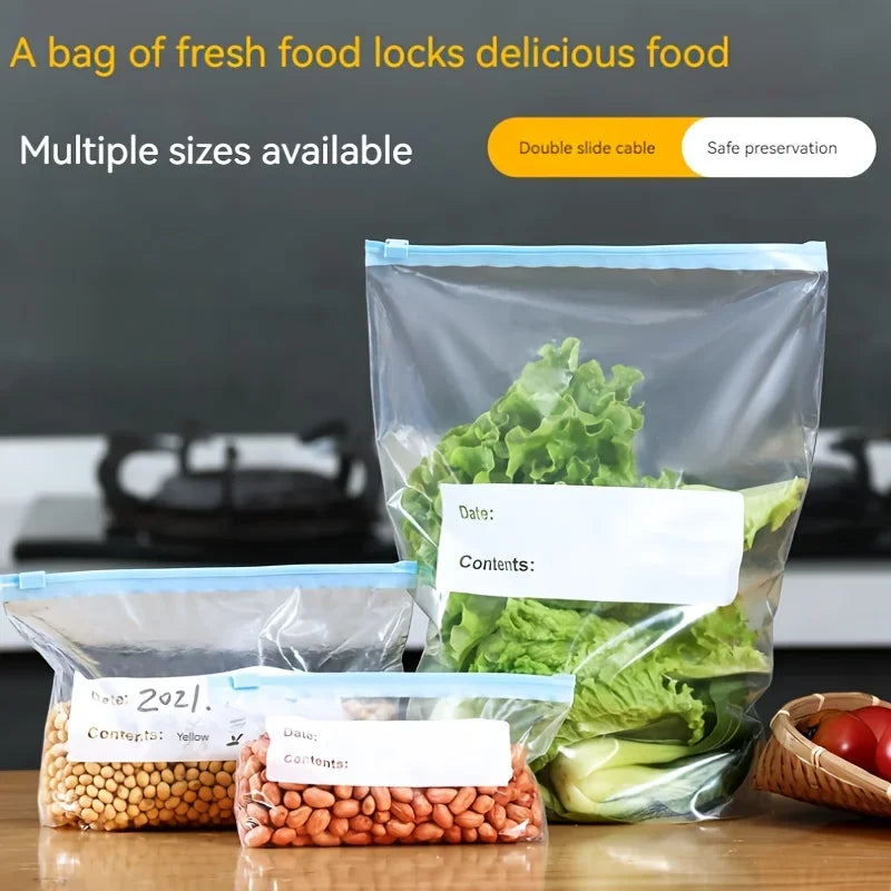 Sac de congélation en plastique réutilisable à fermeture éclair, sac à fermeture éclair debout, sac de congélation à fermeture éclair pour fruits et légumes, stockage des aliments dans la cuisine, 45 pièces