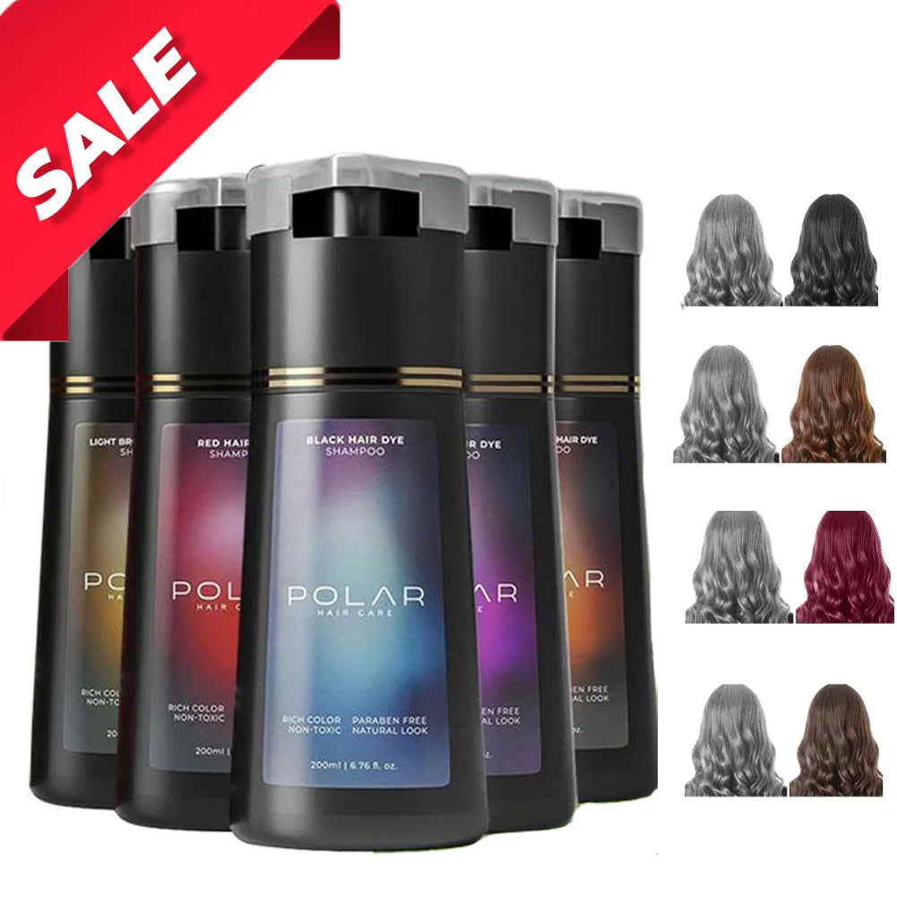 Shampoing de teinture capillaire pour cheveux gris pour femmes et hommes, Kit de teinture capillaire naturelle, Semi-permanent, noir, marron, violet, 200ml