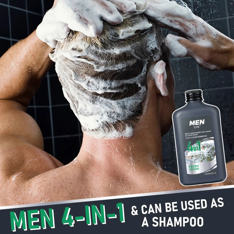 Nettoyant 4-en-1 pour le corps, les cheveux, la barbe et le visage pour hommes - Hydrate la peau, la barbe et les cheveux toute la journée, renforce les cheveux et la barbe, cadeau pour lui.