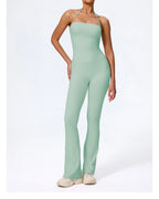Nouvelle combinaison de yoga sans manches pour femme, salopette évasée de sport à dos nu pour la gym, tenue de sport pour femme