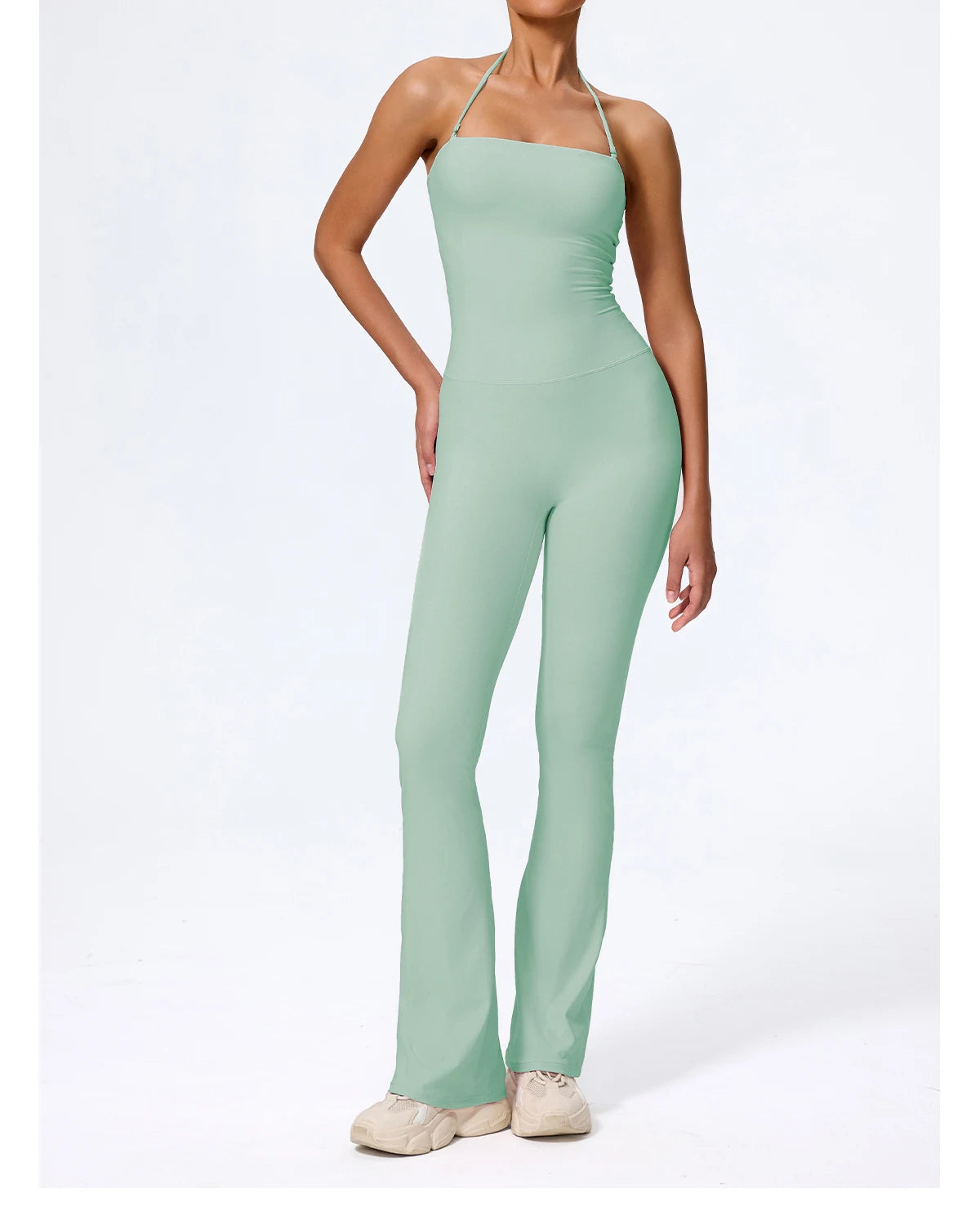 Nouvelle combinaison de yoga sans manches pour femme, salopette évasée de sport à dos nu pour la gym, tenue de sport pour femme