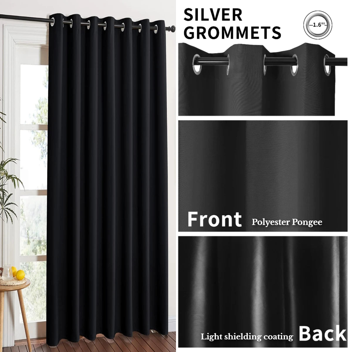 Rideau occultant pour salon, en Polyester, avec œillet de pongé, isolation thermique, bloquant la lumière, pour porte française de Patio