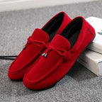 Mocassins en daim bleu pour hommes, chaussures de conduite plates respirantes, mocassins souples à enfiler, chaussures décontractées en cuir faites à la main, printemps et été